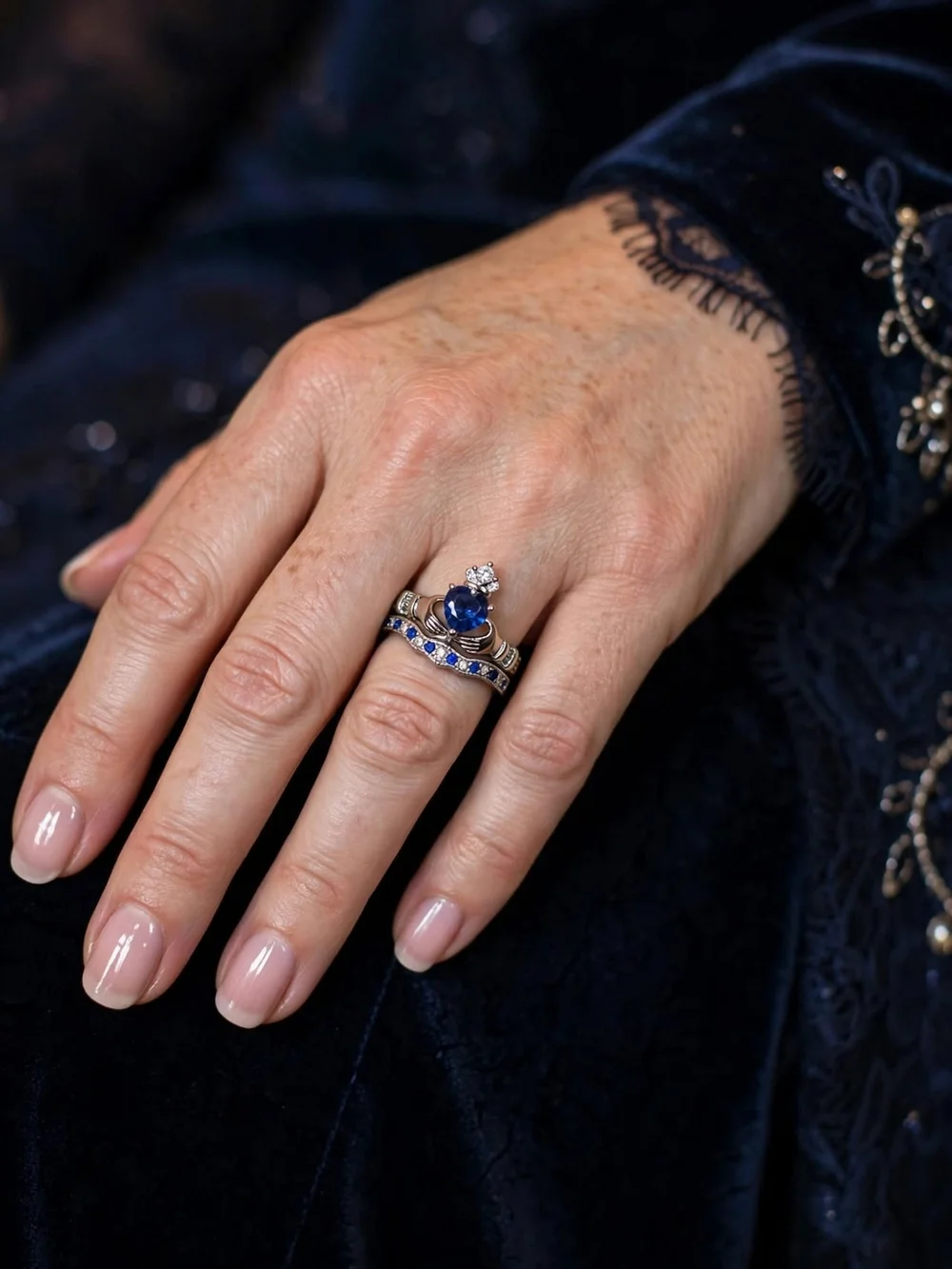 Blue Heart Sapphire Ring Stack - Women's Jewelry